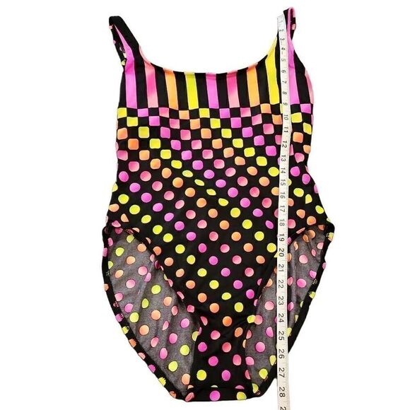 Summer Beach Women's Neon Colorful Scoop Neck Swimsuit Bathing Suit Size 17/18 - Picture 12 of 14